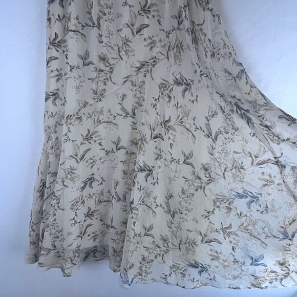 Drew Anthro S Joslyn Neutral Cream Floral Chiffon Long Midi Maxi Length Skirt - Picture 3 of 6